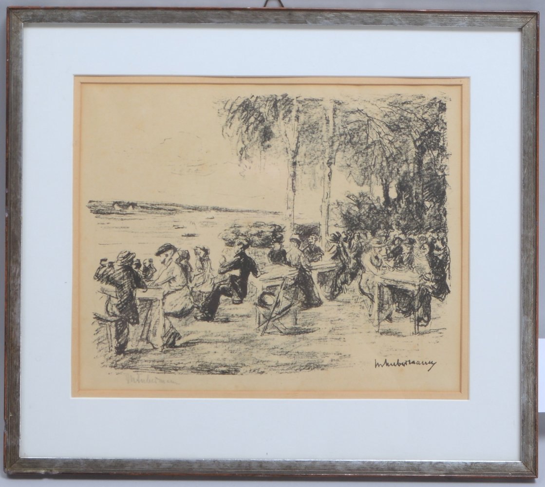 Liebermann, Max, 'Ausflugsgesellschaft am See', Lithografie, im Stein sign./bleisign.