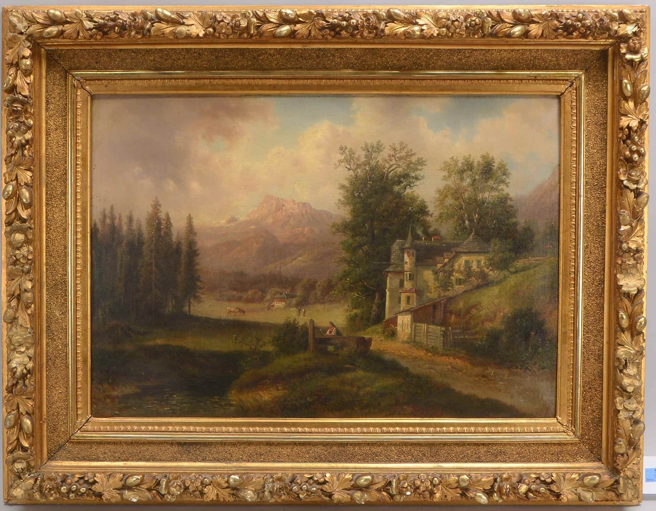 Gemälde (19. Jh.), 'Alpenlandschaft', Öl/Lw, unten mittig/re. signiert 'Devieux'