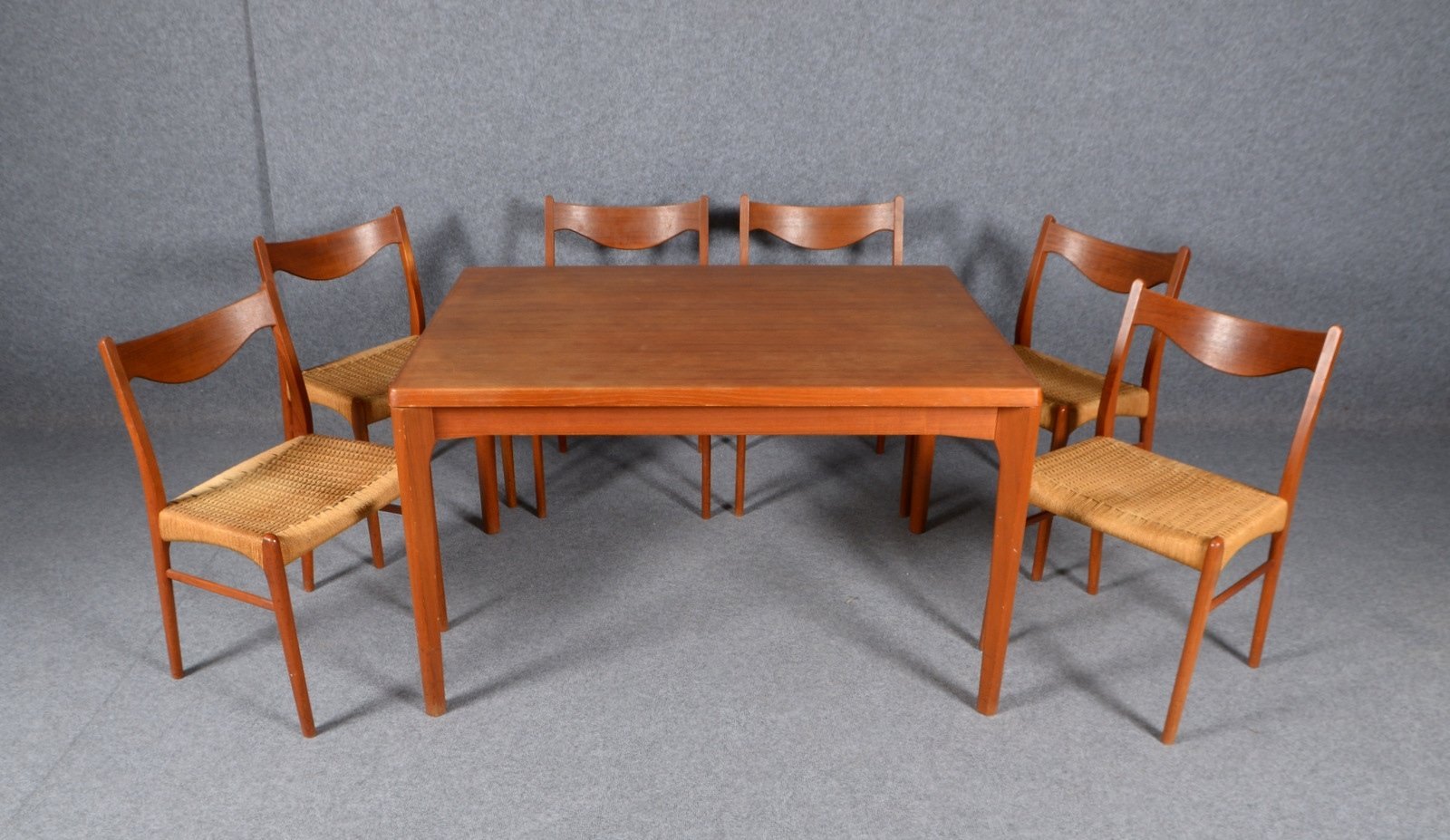 Glyngøre Stolefabrik/Dänemark, Designer-Sitzgruppe: Esstisch mit 6x Stühlen