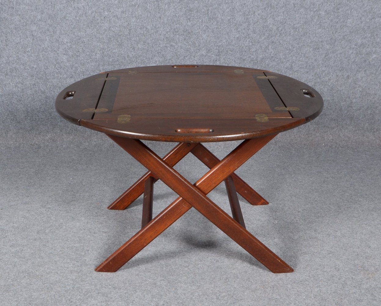 Tabletttisch/'Captain's Table', Mahagoni massiv, Tablett auf Scherengestell