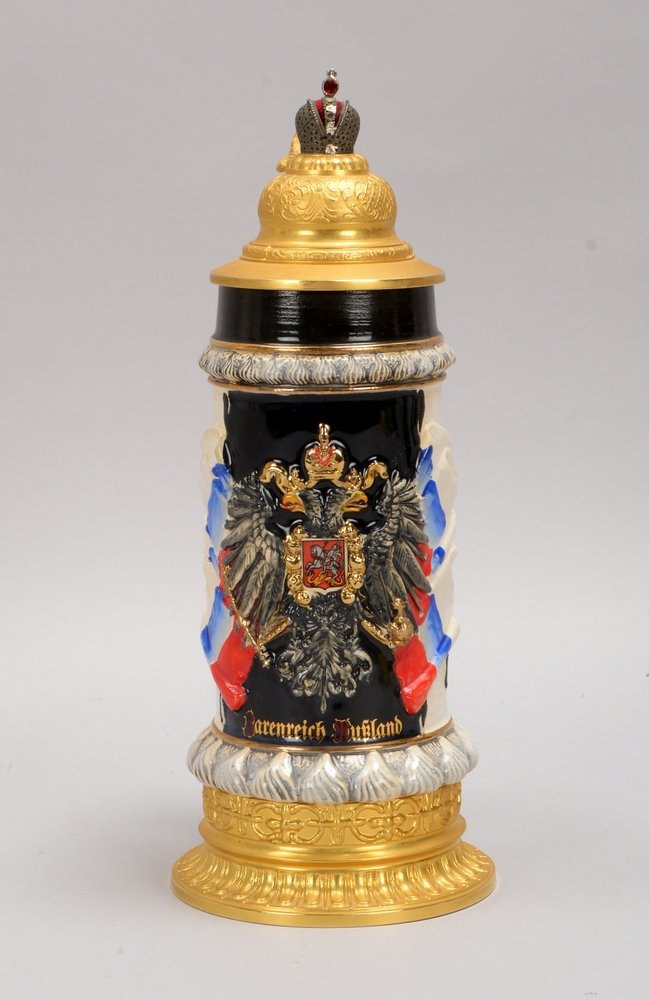 Deckelkrug (neuzeitl.), Steinzeug, 'Zar Peter der Große von Russland', Auflage '149/500'