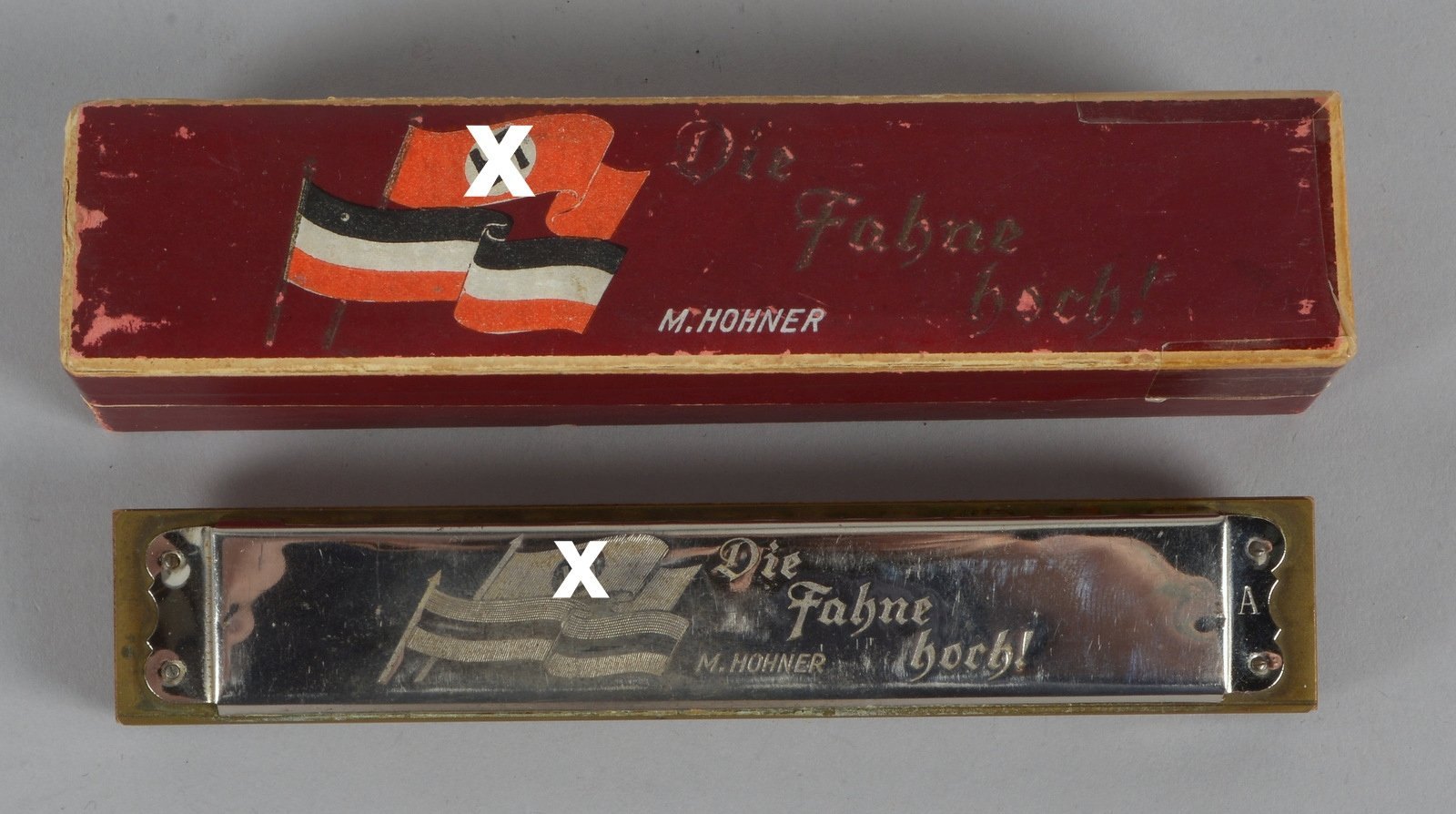 Mundharmonika ('III. Reich'), Hohner, bez. 'Die Fahne hoch', in orig. Schachtel