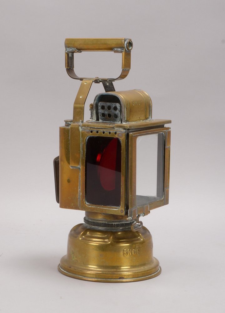 Sammlerstück: Eisenbahnerlampe, Messinggehäuse/3-fach verglast, 'SNCF'