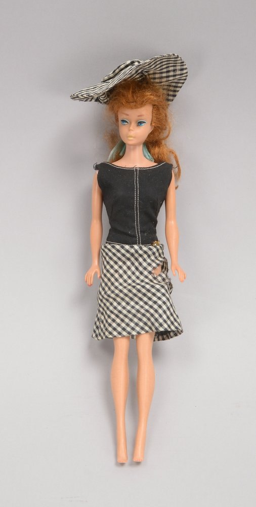 Sammlerpuppe, orig. 'Barbie': lange rote Haare/im Pferdeschwanz, orig. Kleidung