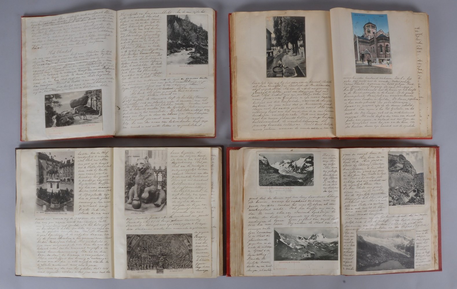 Reisedokumentationen (holländ.): 'Harz', 'Tiroler Alpen', 'Bern', 'Südtirol'/Postkarten