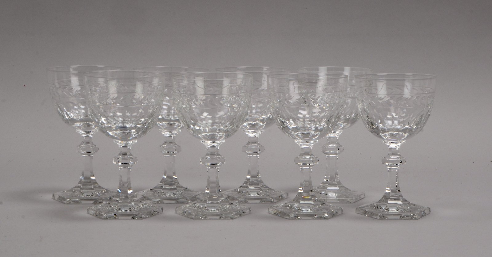 7x Rotweingläser, Bleikristall, Art 'Baccarat Harcourt'/'Rohan'; Höhe 14 cm
