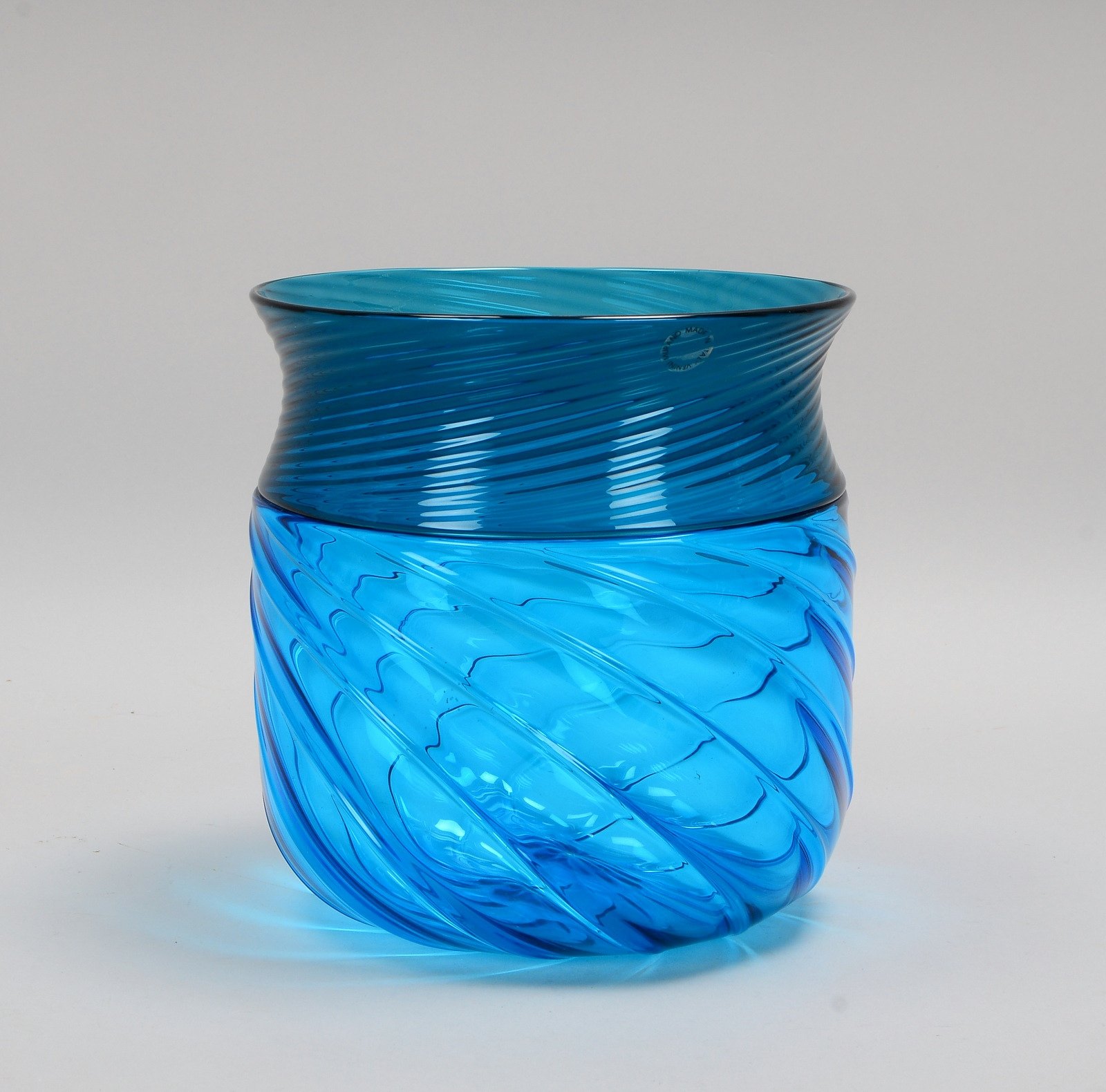 Venini/Murano, Vase, 'Opulus', Klarglas in Grün-Blau, Entw.: B. Karlsson/O. Thorsen