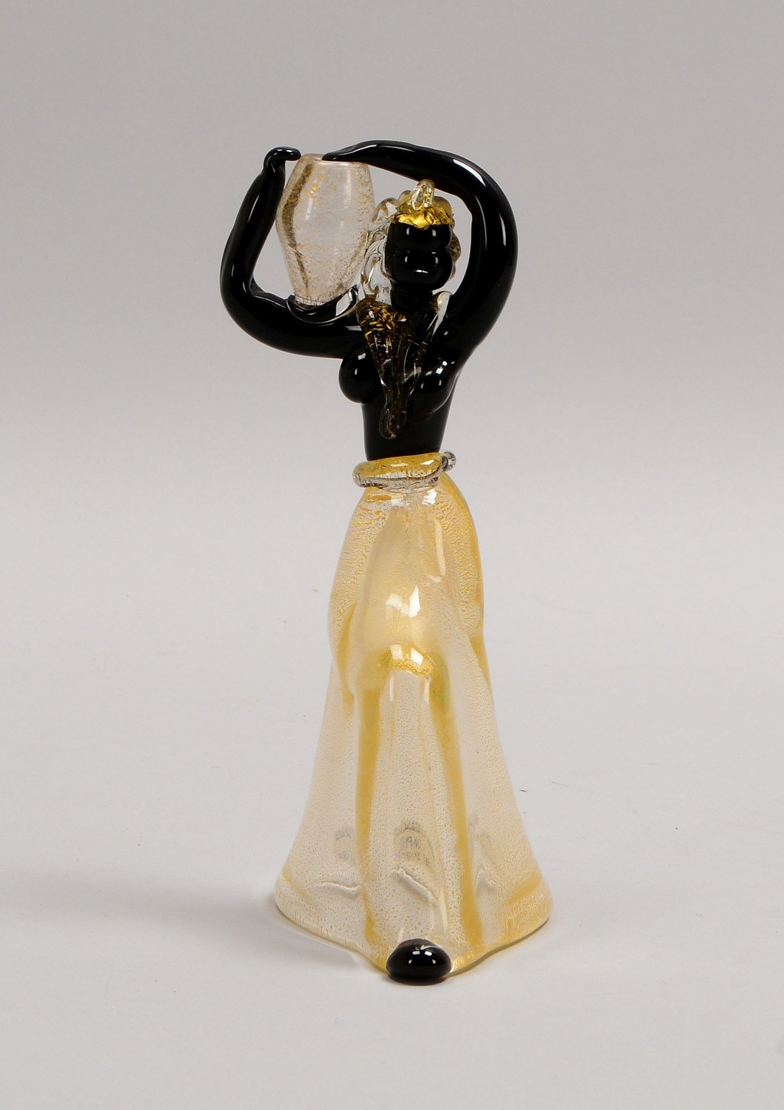 Seguso Vetri d'Arte, 'Afrikan. Wasserträgerin', schwarzes Glas/Klarglas mit Gold - sehr selten!