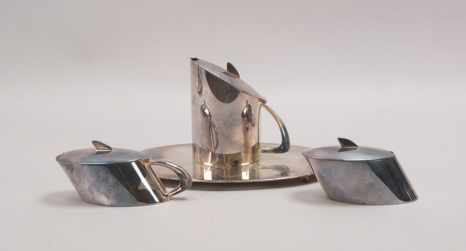 Mokkakern auf Tablett, versilbert, 'Quintessence'-Serie/Bauhaus-Design