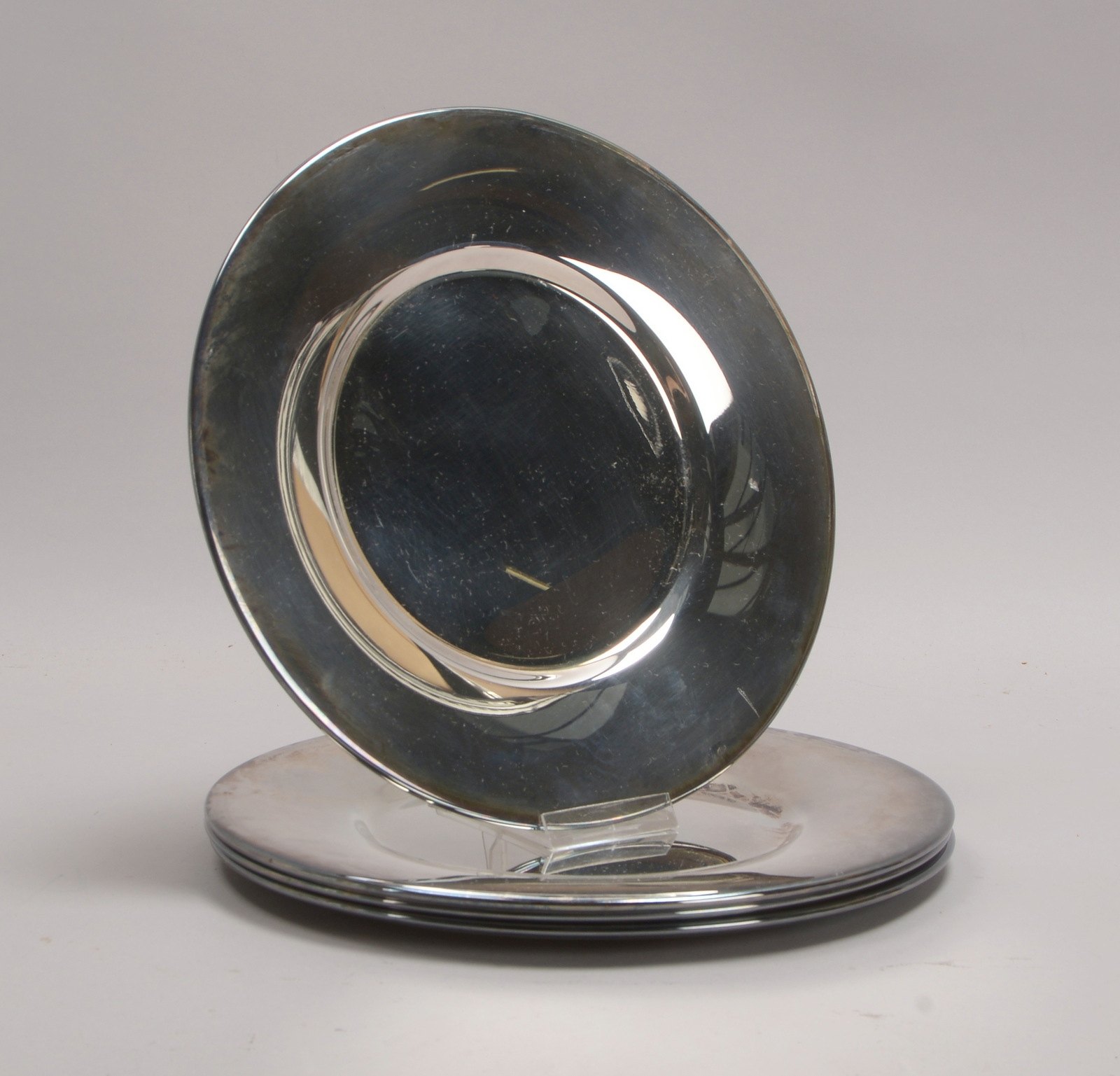 Wilkens, 4 Platzteller, mit Silberauflage, Modell 'Silhouette', Ø 30 cm