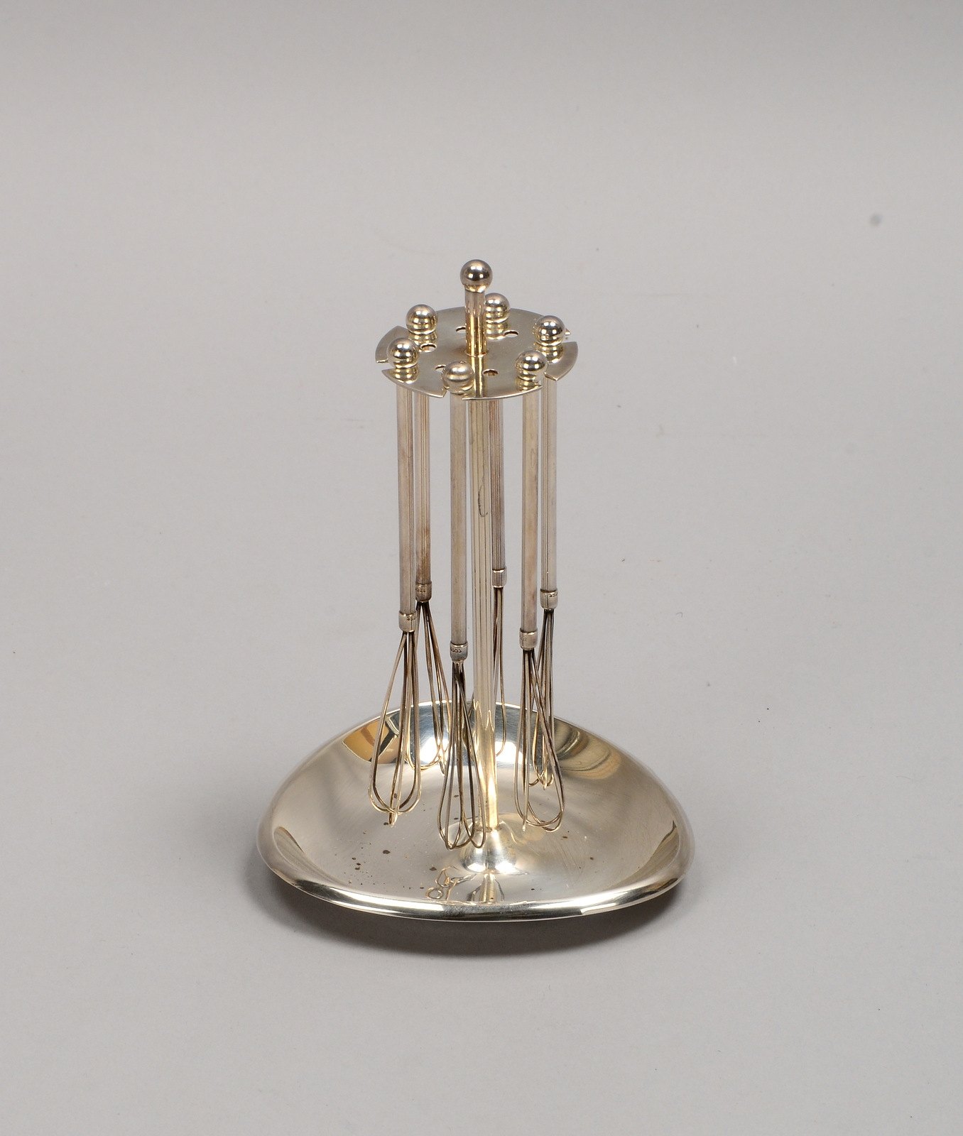6 Champagner-Quirle, auf Ständer, 835 Silber (mehrfach punziert); Gewicht