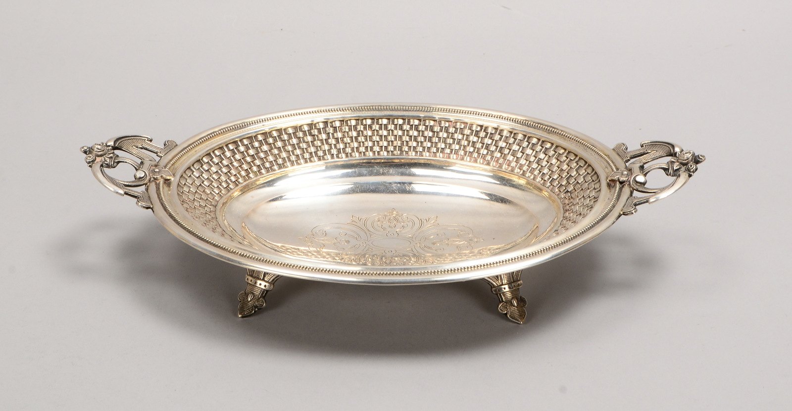 Schale, 750 Silber, mit 2x Handhaben; Länge 34 cm, Gewicht 286 g