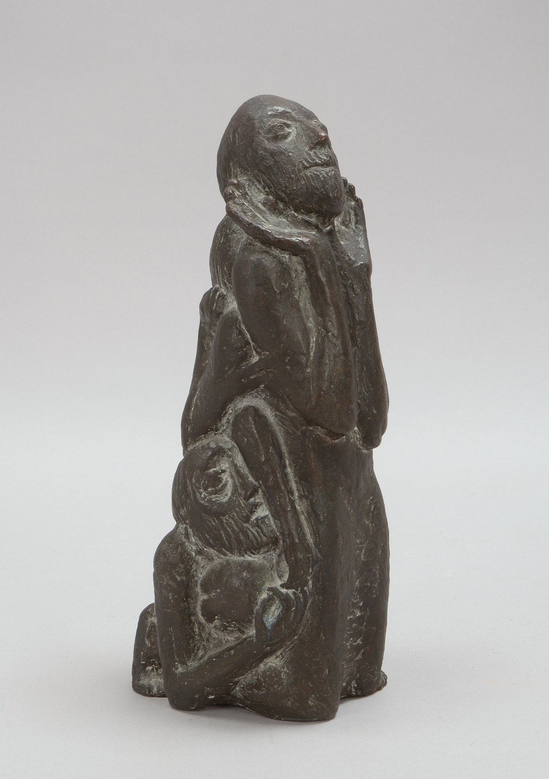 Conrad, Ulrich, Bronzeskulptur, 'Hiob', Hohlguss-Figur, schöne dunkle Patina