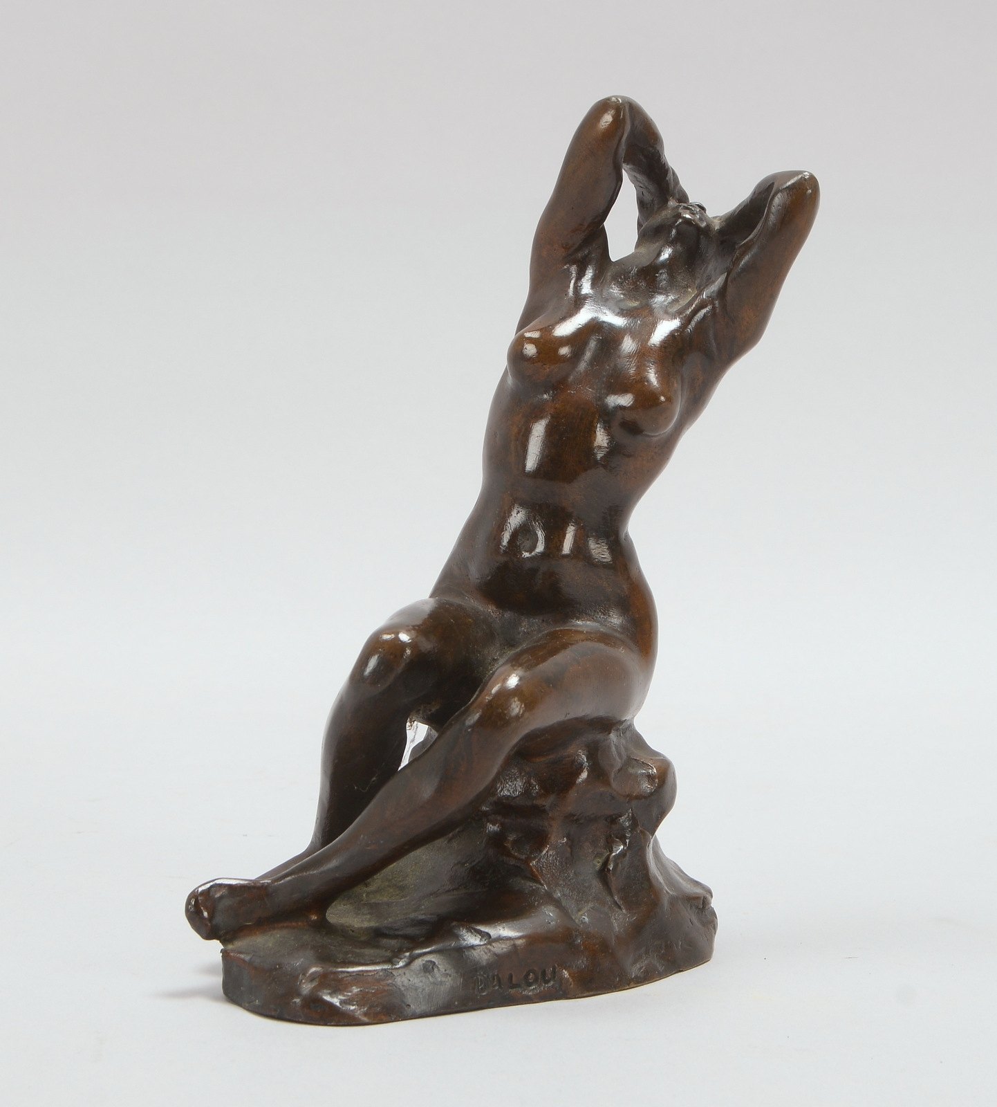Dalou, Aimé-Jules, Bronzeskulptur, 'Verzweifelt', im Sockel signiert; Höhe 19 cm