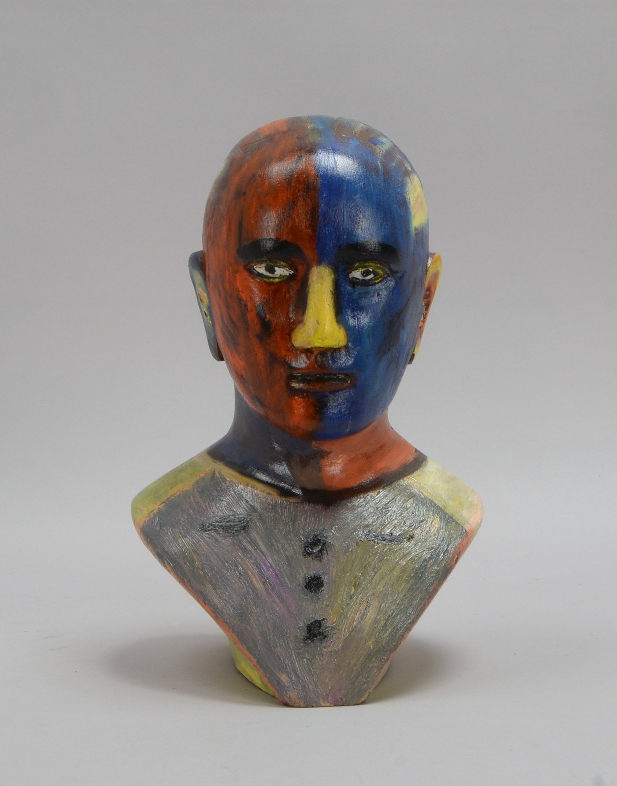 Reichen, R., Holzbüste, Skulptur polychrom staffiert, verso signiert; Höhe 28 cm