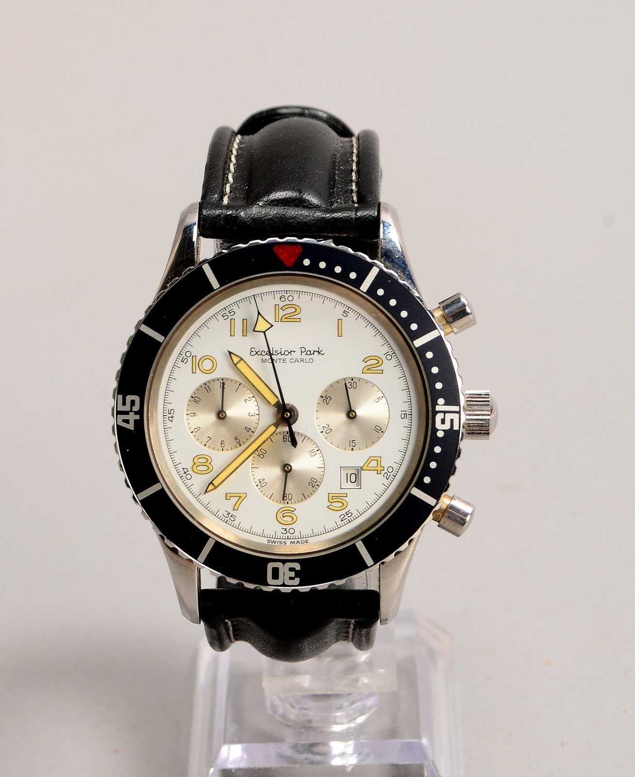 HAU/Chronogr. Excelsior Park 'Monte Carlo', Handaufzug, Edelstahl, an Lederarmband