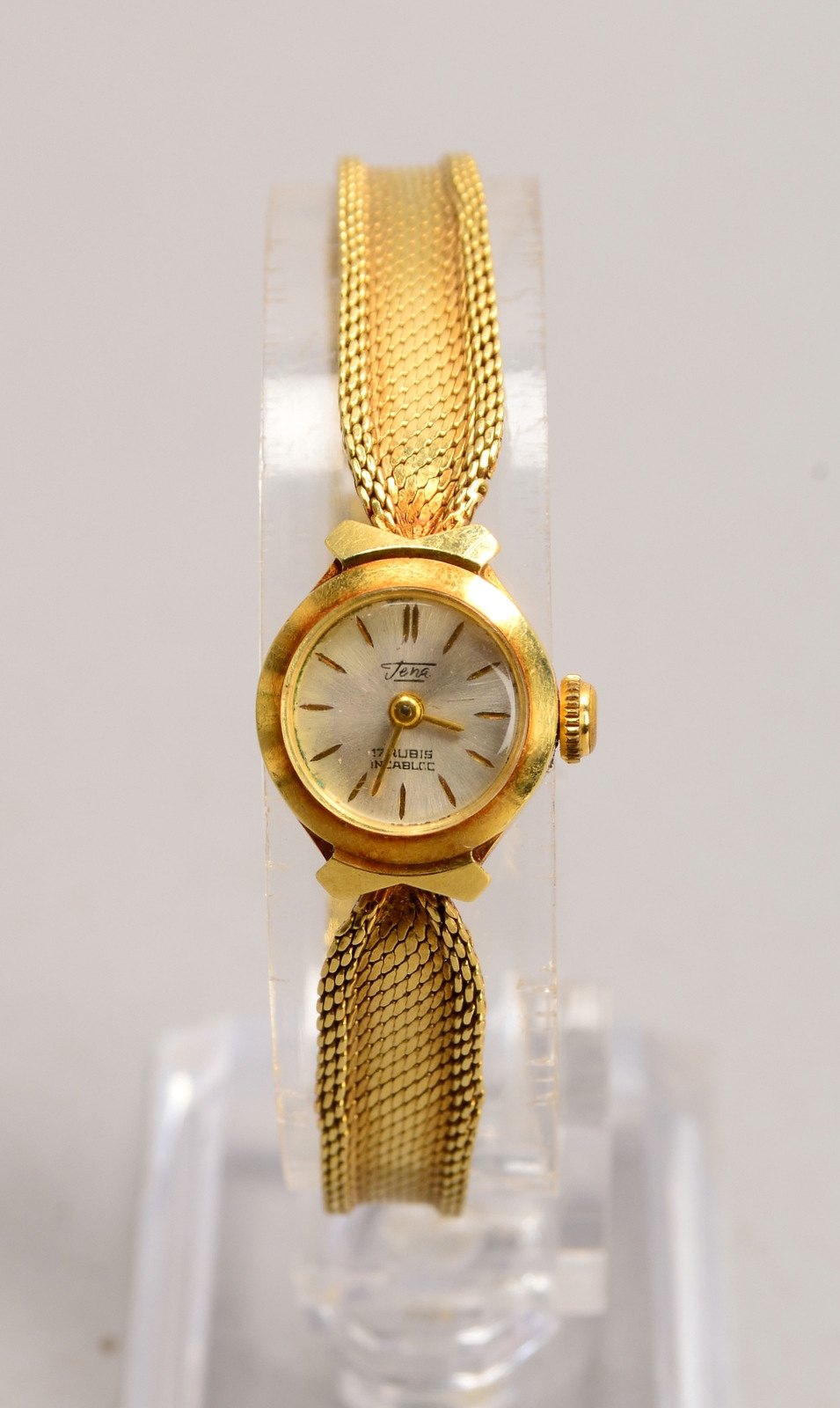 DAU Tena, Handaufzug, 585 GG-Gehäuse/Armband - ungeprüft!; Gew. 16,70 g