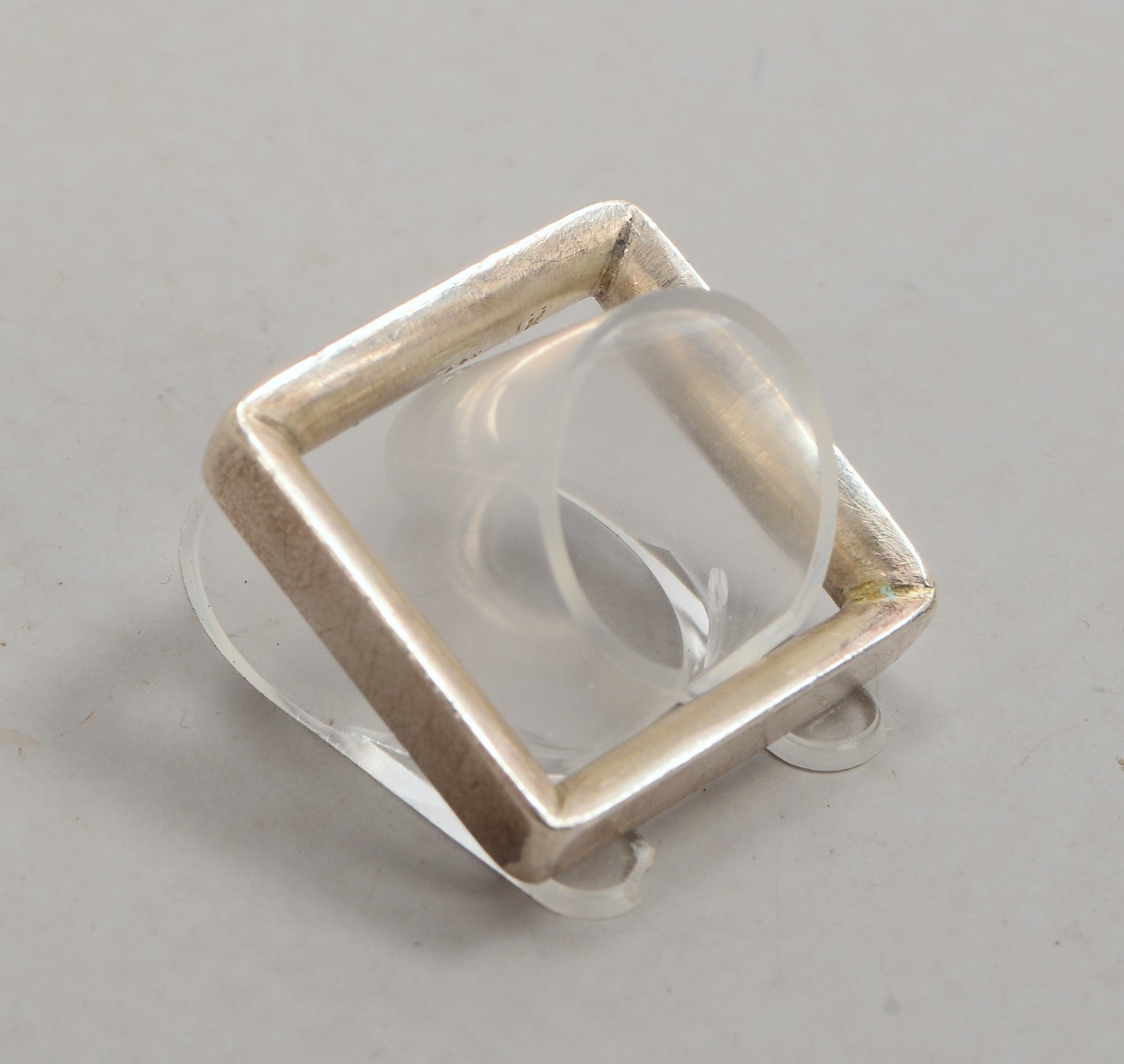 Gisela Kulling/Bremen, Designerring, 925 Silber, eckige Form ('Quadrat'); RG 59