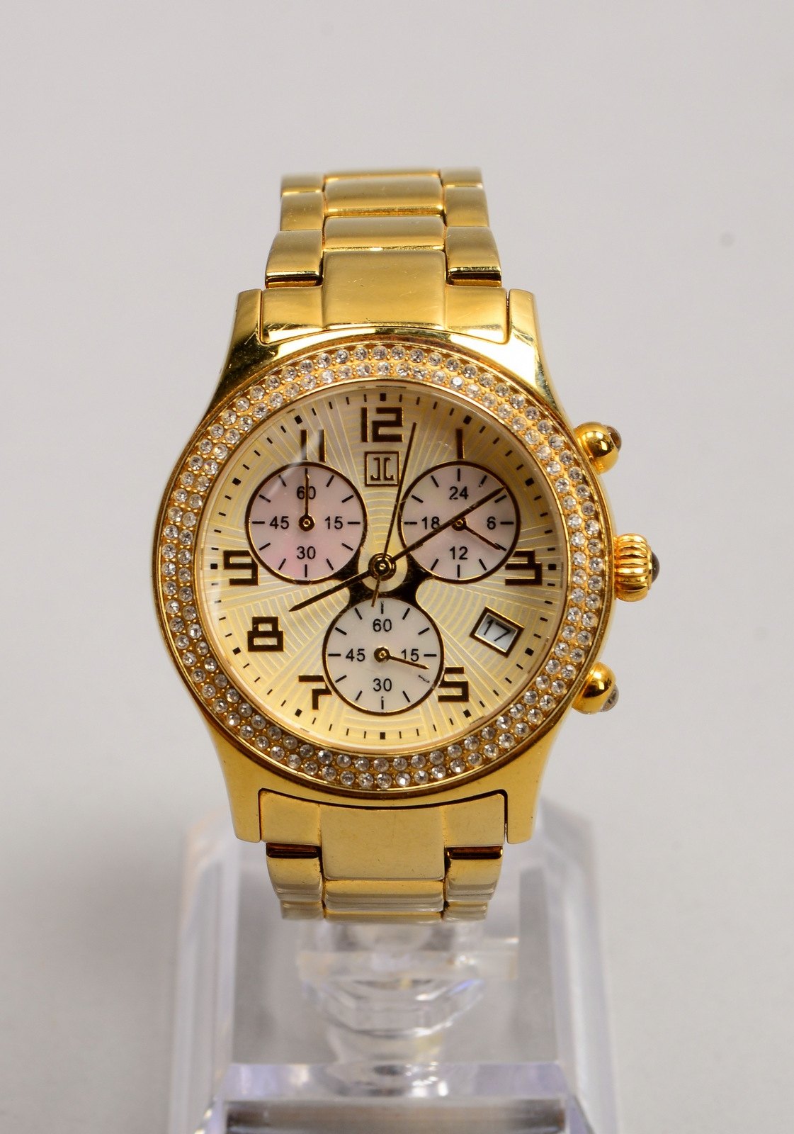 Jette Joop, Designer-DAU/Chronograph, hartvergoldet, mit Faltschließe