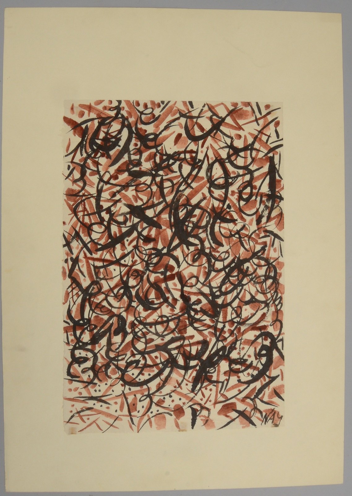 Nay, Ernst Wilhelm (zugeschr.), 'Farbkompos. in Schwarz-Braun', Aquarell, sign.