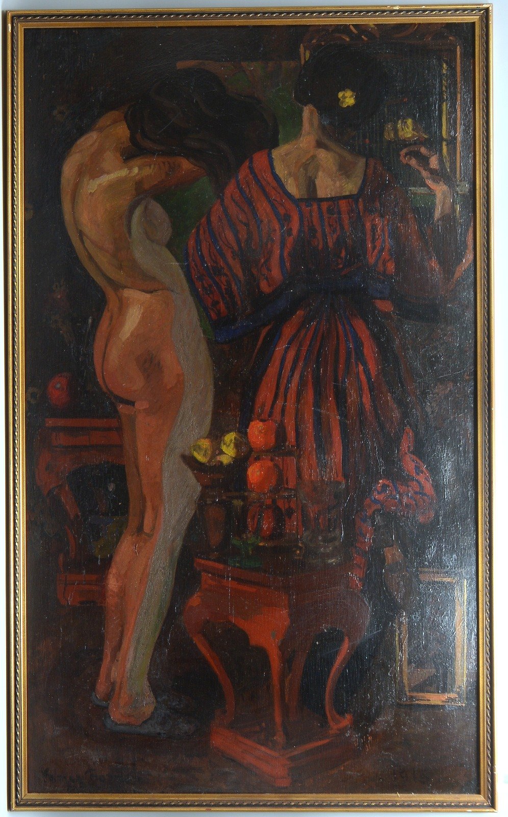 Bonnen, Folmer, 'Künstlerin und Modell im Atelier', Öl auf Holz, verso signiert