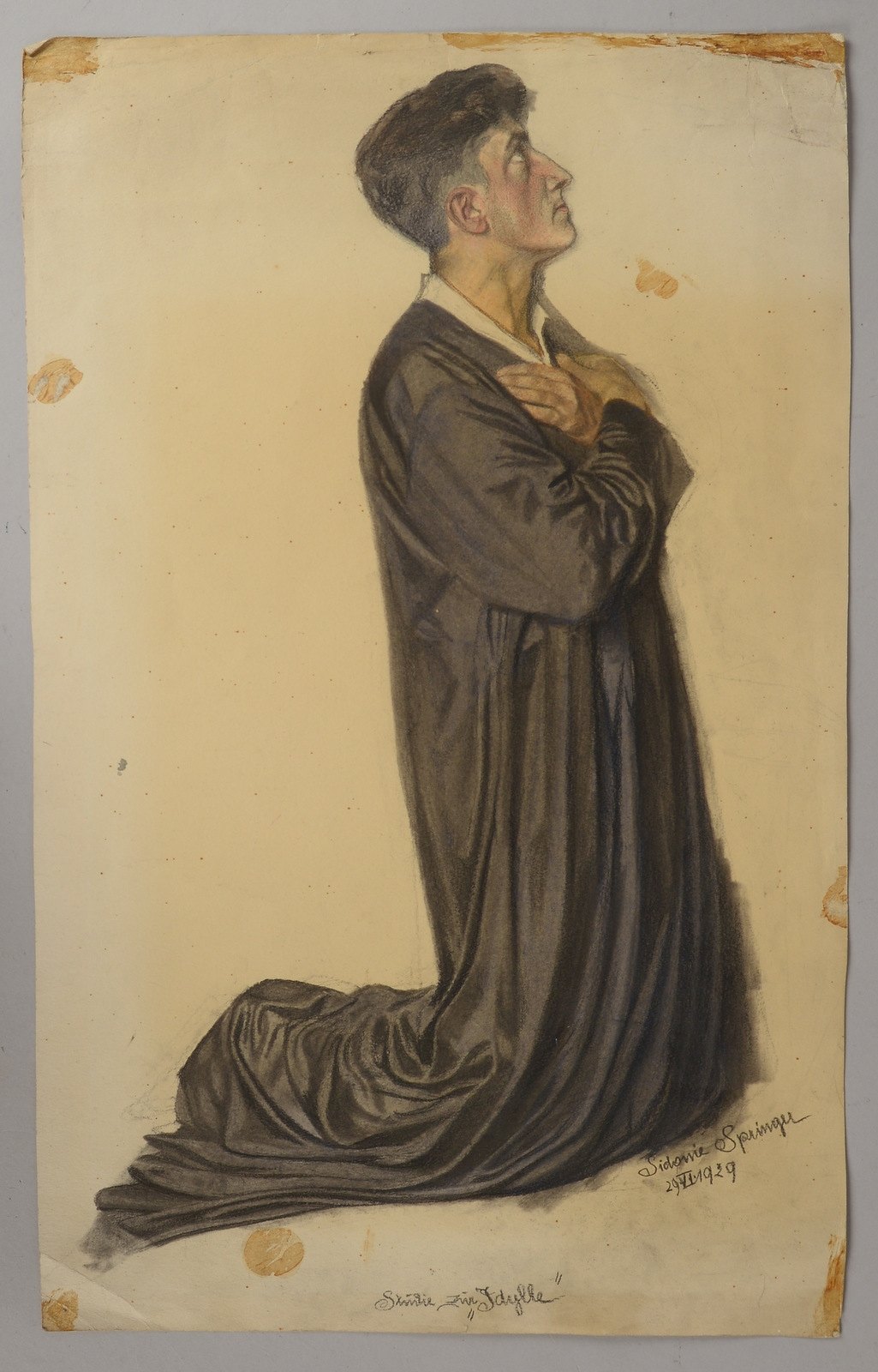 Springer, Sidonie, Studie zur 'Idylle', Kohle/Farbkreide auf Papier, signiert und dat. '1929'