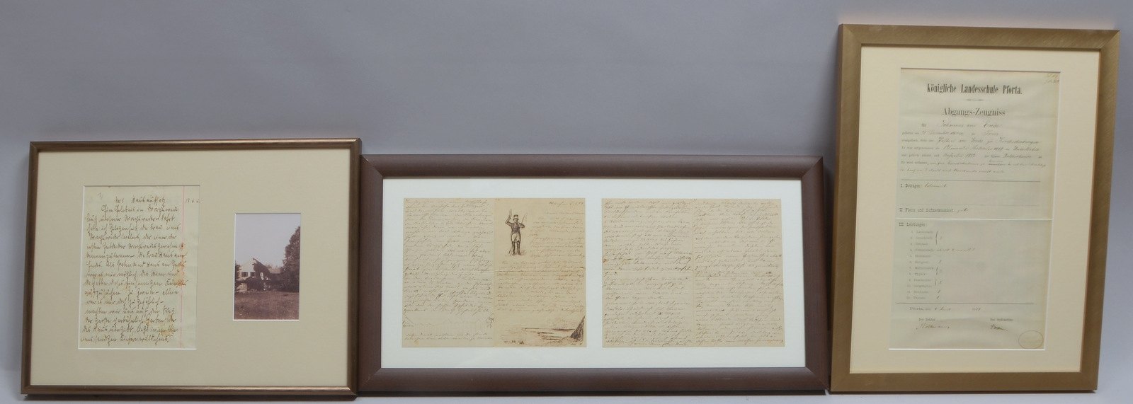 4 Sammler-Schriftstücke/Dokumente zur Person Hans am Ende, jeweils hinter Glas
