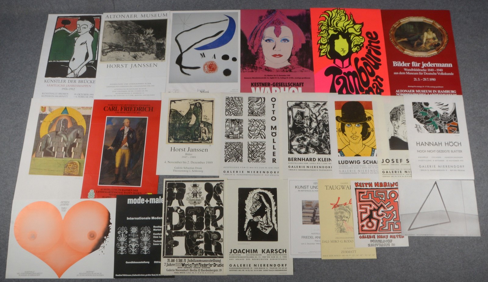 Kleine Sammlung Ausstellungsplakate, verschiedene Künstler/Genres, 24 Stück