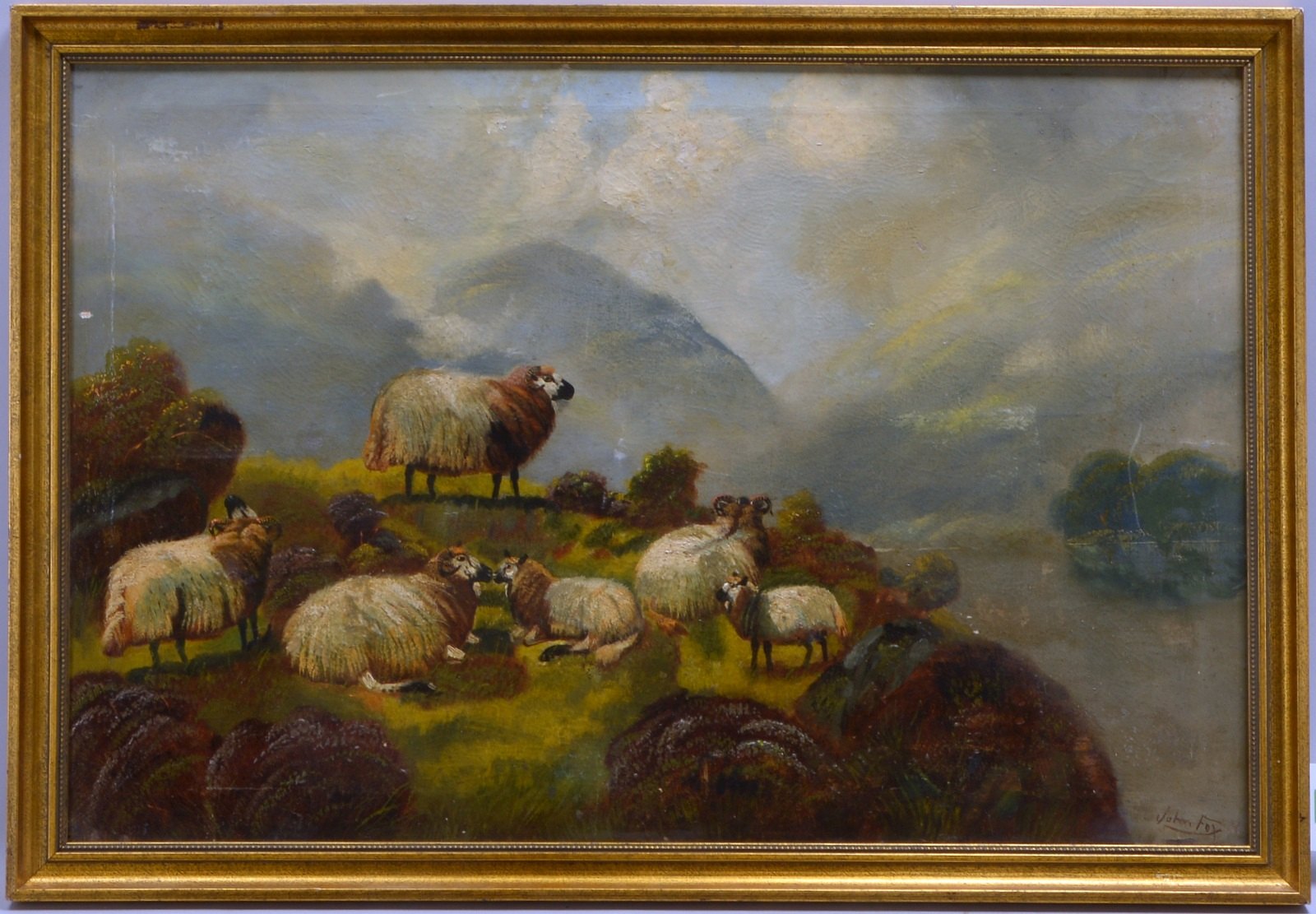 Fox, John, 'Schafe', Öl/Lw, unten rechts signiert; Maße 51 x 76 cm (kl. Abplatzer)
