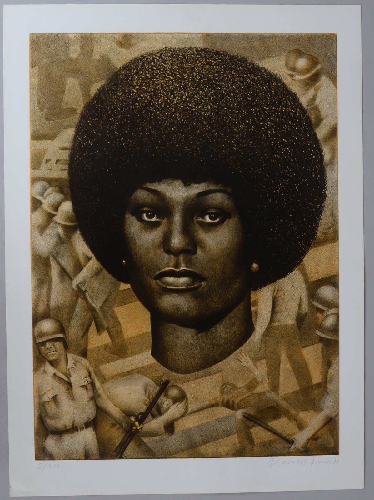 Duwe, Harald, 'Portrait Angela Davis', Offset-Lithografie, '5/200', sign. und dat. (19)'71'