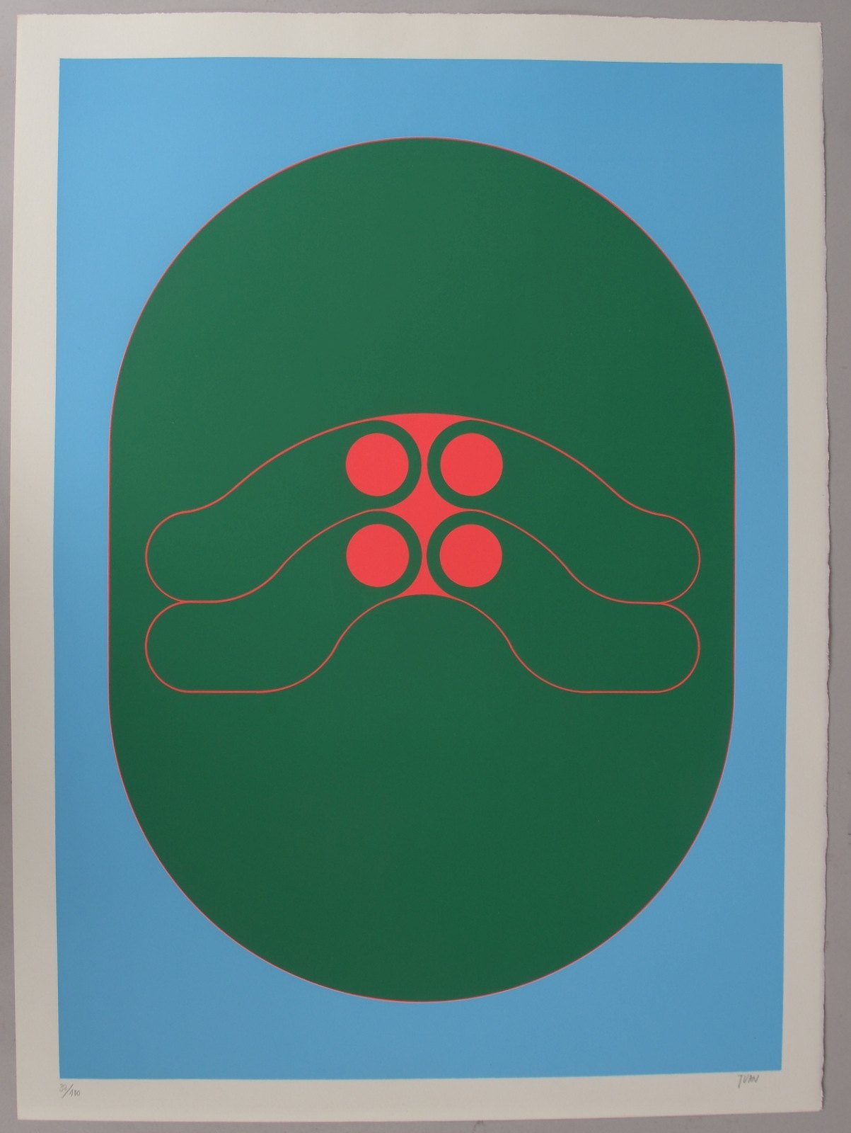Than, Nguyen, 'Komposition in Blau, Grün und Magenta', '32/100', signiert