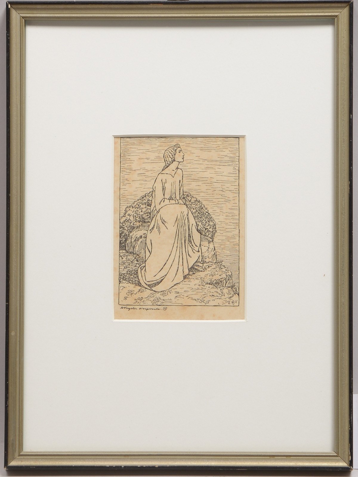 Vogeler, Heinrich (Worpswede), Lithographie auf Ingres Buetten, signiert und monogrammiert, verso mi