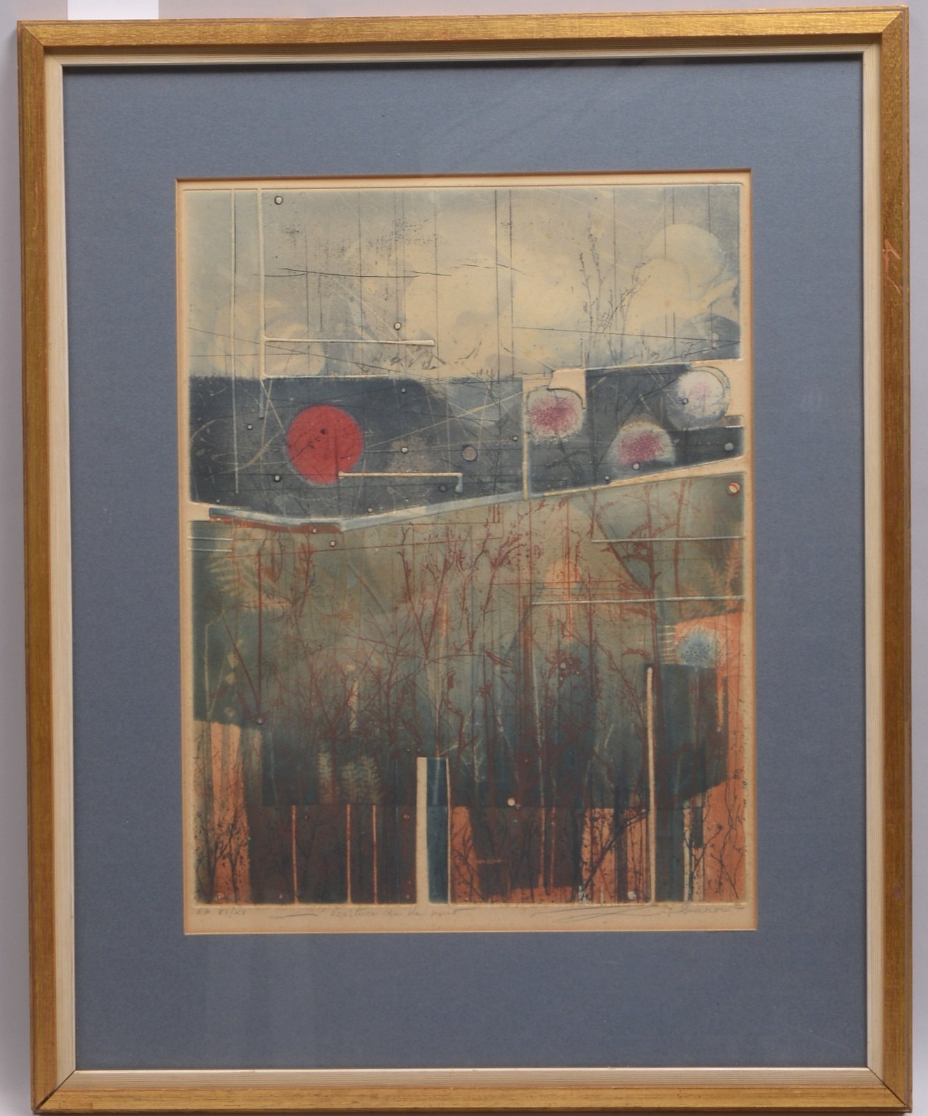 Barow, Zacharias, 'Écriture de la Nuit', Aquatinta/Rad., 'EP, IV/XV', bleisign., hinter Glas