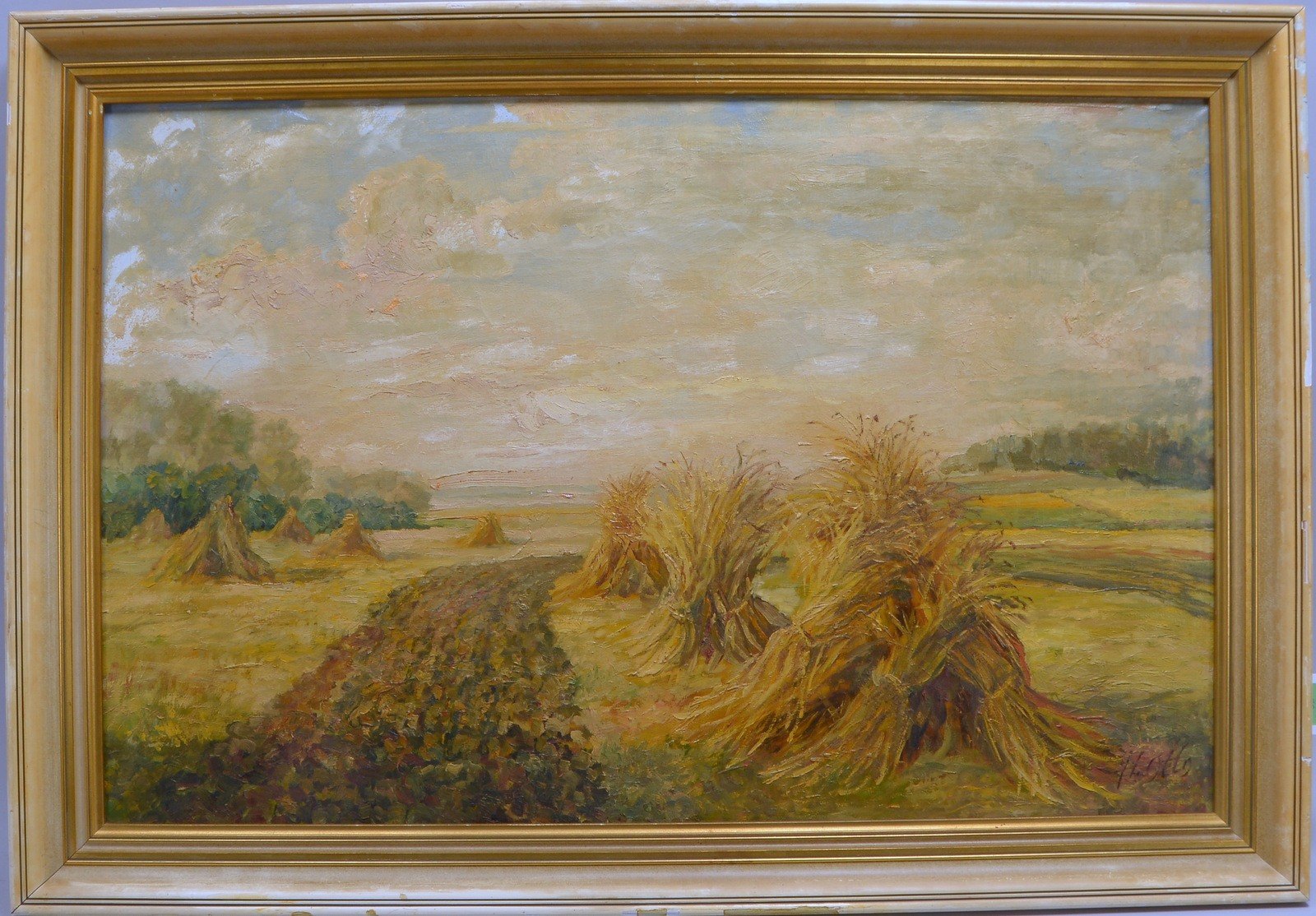 Otto(?), H., 'Kornhocken', Öl/Lw, unten rechts signiert; Bildmaße 65 x 100 cm