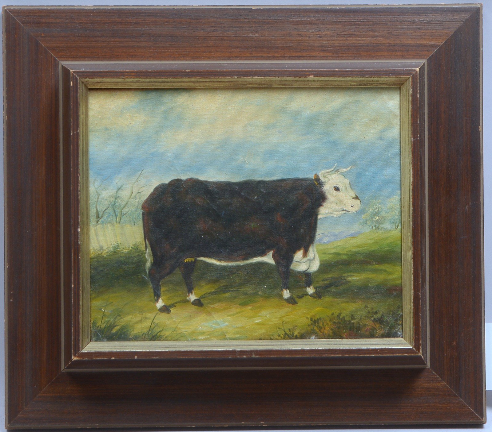 Gemälde, 'Rind auf der Weide', Öl/Lw, unsigniert; Bildmaße/sichtbar: 20 x 25 cm