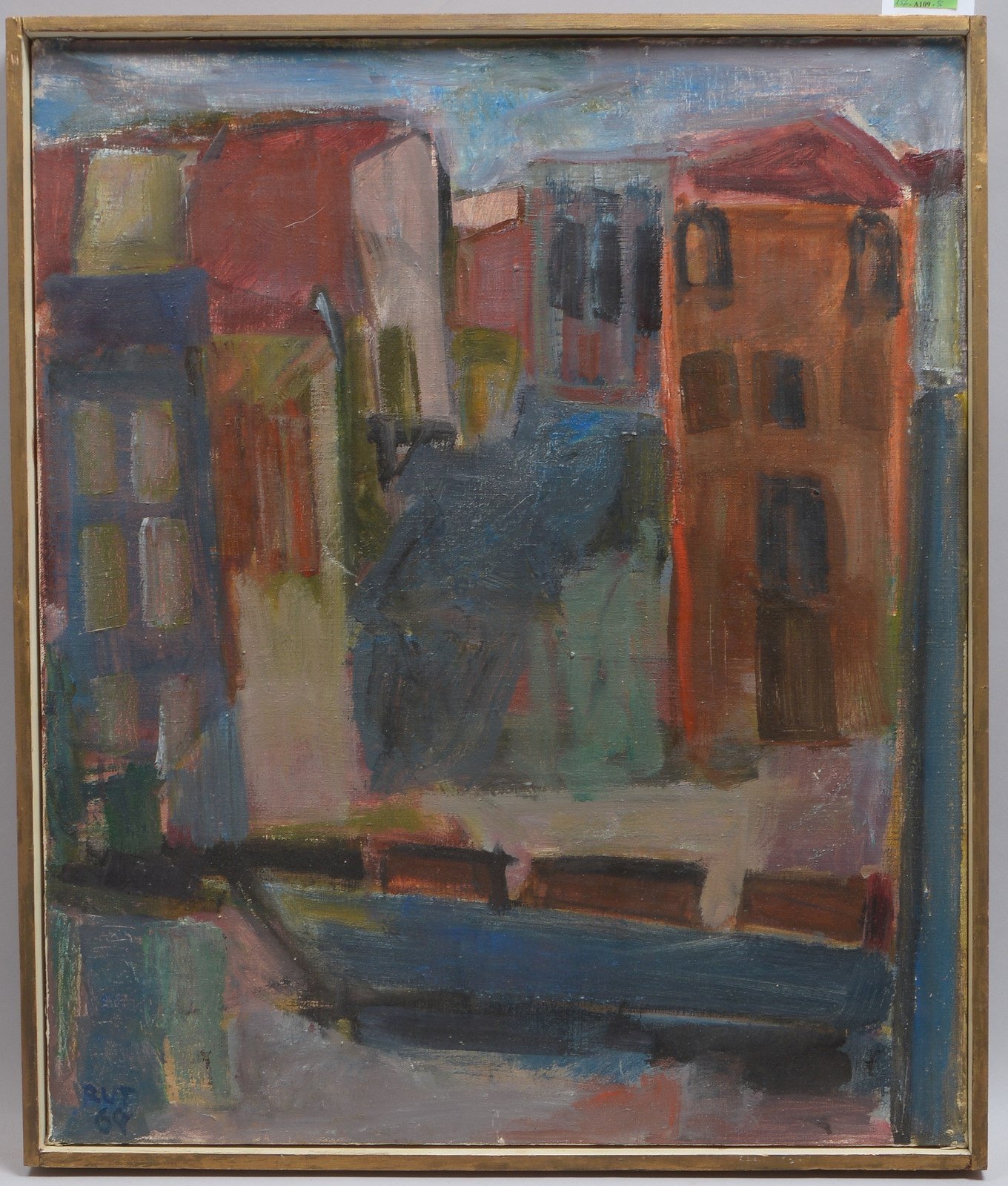 Rutenberg, Renate, 'Häuserzeile', Öl/Lw, unten li. monogr./dat. (19)'69', Galerieleiste
