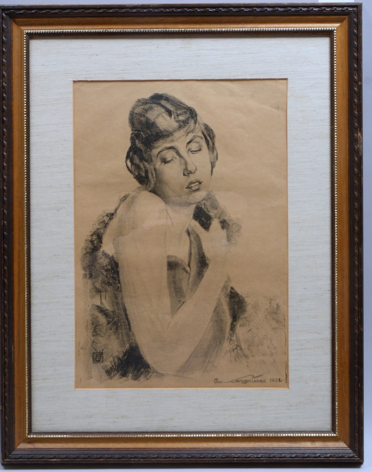 Lengrüsser, Rudolf, 'Junge Dame', Lithografie, untern re. sign./dat., hinter Glas