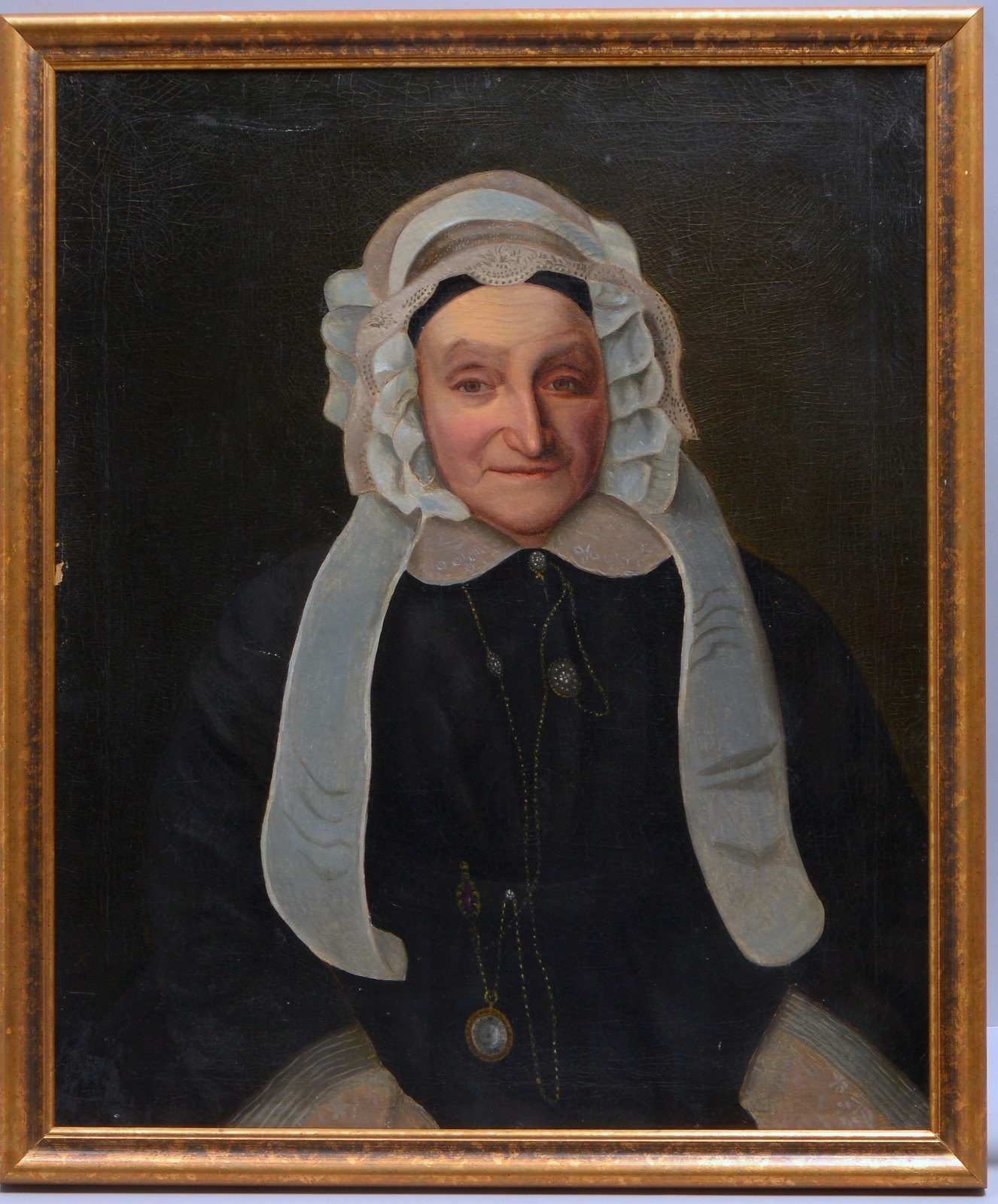 Portrait (Biedermeier), 'Altere Dame mit Trachtenhaube', Öl/Lw, unsign.; Maße 68 x 56 cm