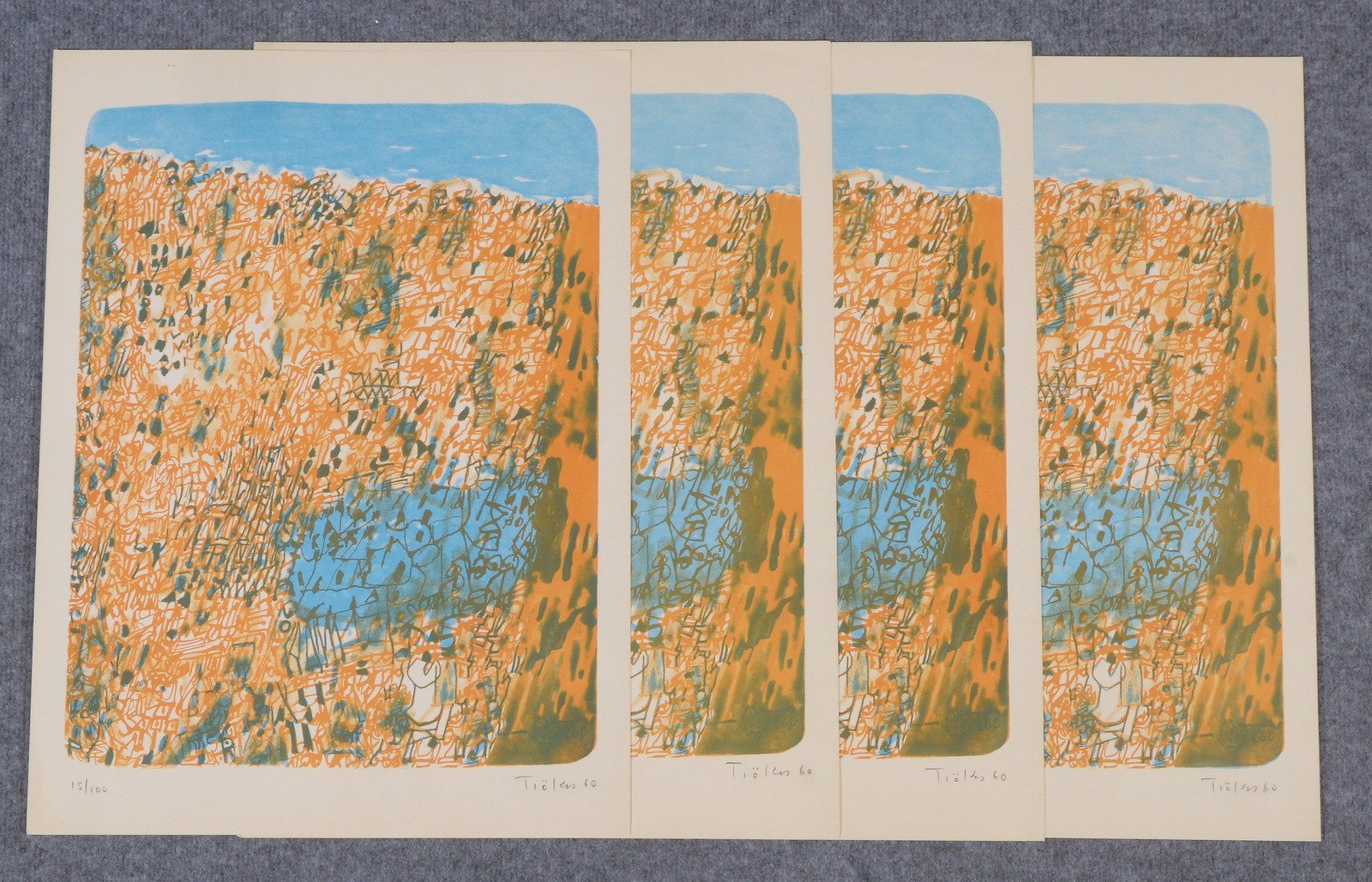 Trökes, Heinz, 4x Farblithografien, 'Ohne Titel', signiert und nummeriert