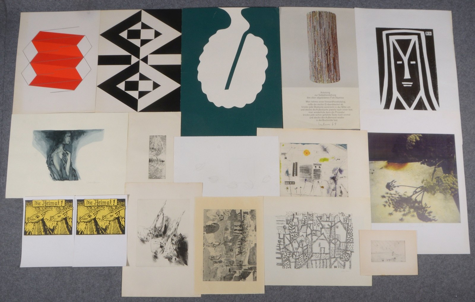 Kl. Grafiksammlung, verschiedene Techniken und Künstler, 14 Blätter