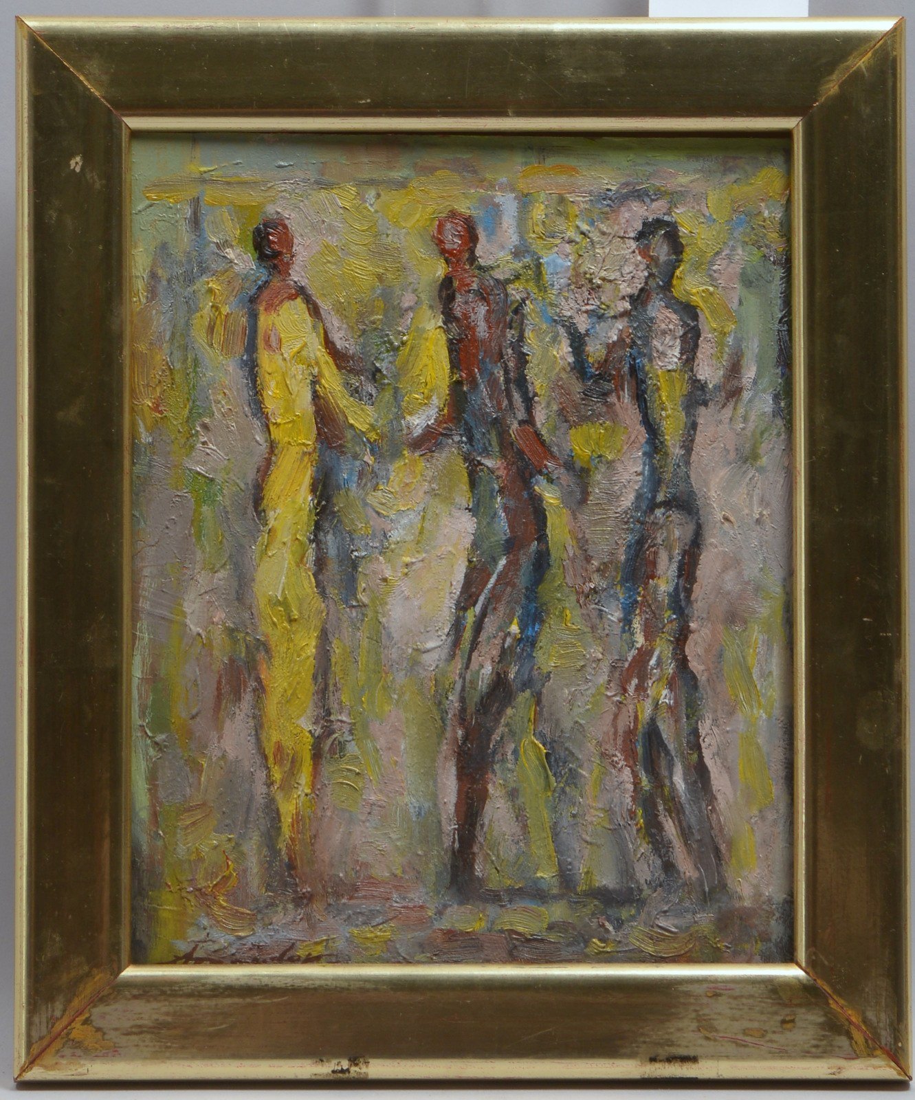 Arnaudov, Nikolai, 'Personendarstellung - Abstraktion', Öl auf Platte, unten li. sign.