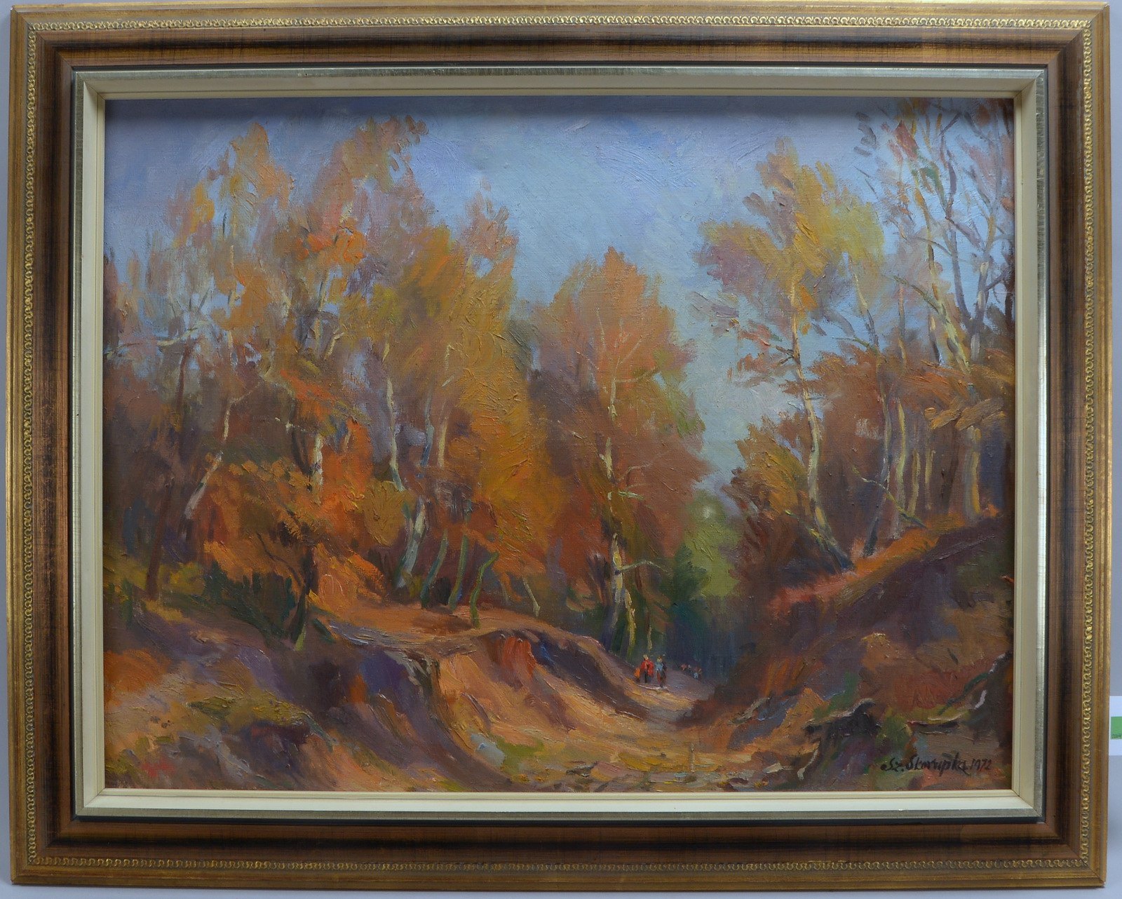 Skorupka, Szczepan, 'Herbstwald mit Spaziergängern', Öl/Lw, sign. und dat. '1972'