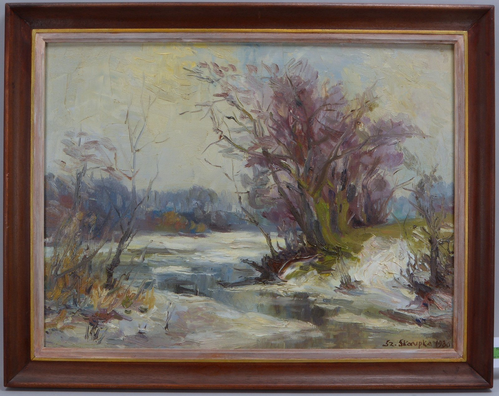 Skorupka, Szczepan, 'Flusslauf im Winter', Öl/Lw, unten re. sign. und dat. '1980'