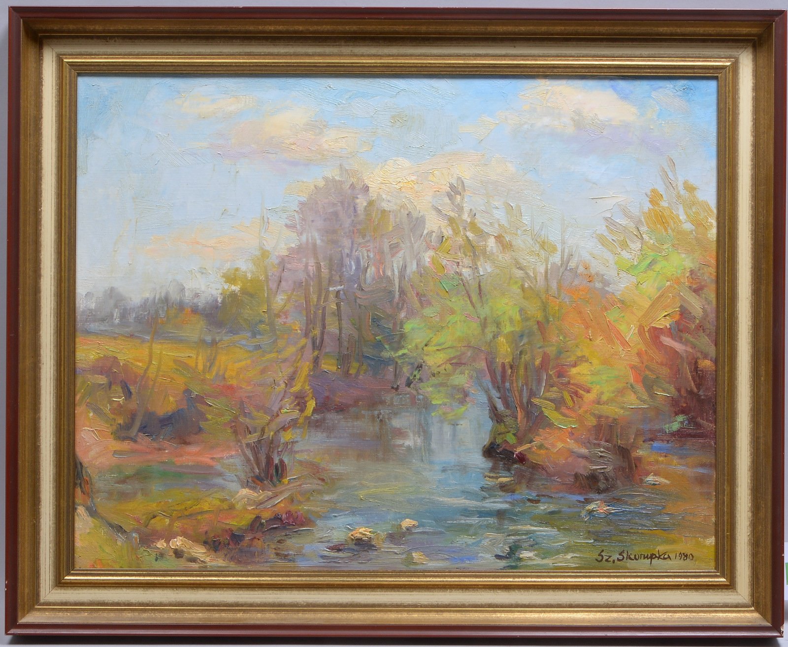 Skorupka, Szczepan, 'Flusslauf im Herbstwald', Öl/Lw, unten re. sign. und dat. '1980'