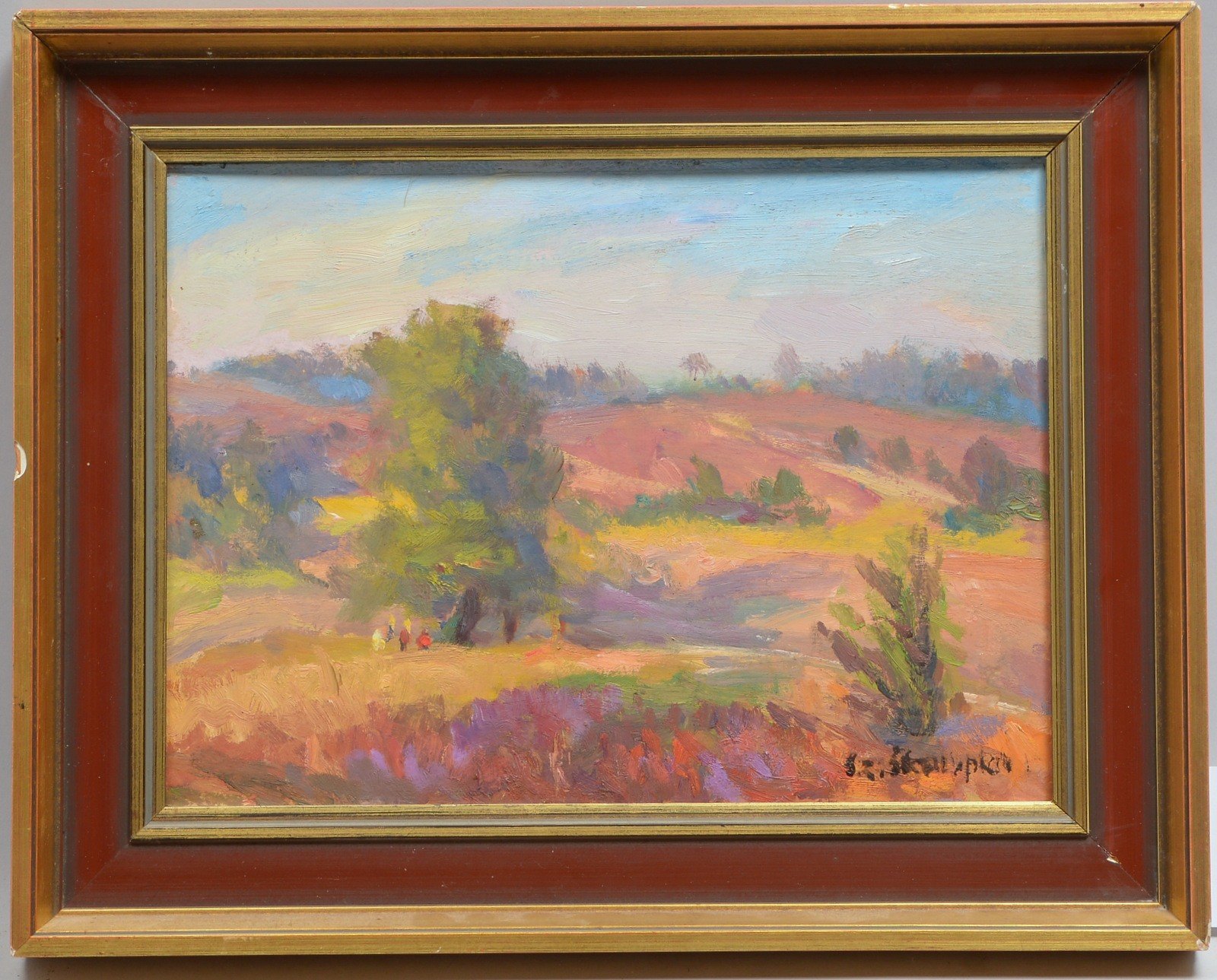 Skorupka, Szczepan, 'Landschaft mit Personen', Öl/Lw, auf Platte gez., unten re. sign.