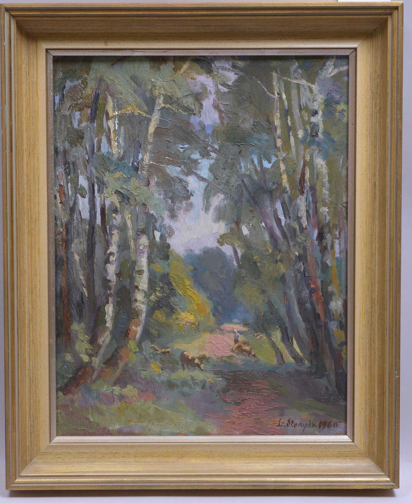 Skorupka, Szczepan, 'Birkenwald', Öl auf Holz/gerahmt, unten re. sign. und dat. '1960'
