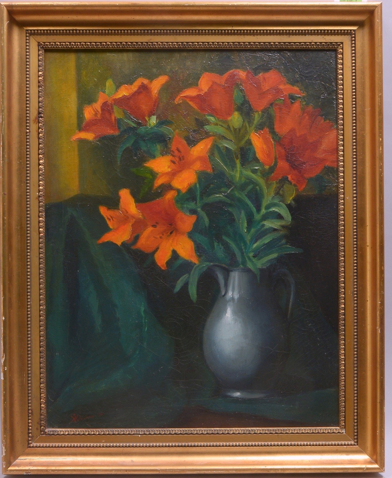 Verhouteren, S. 'Blumenstillleben mit Lilien im Krug', Öl/Lw, sign. und dat. (19)'36'