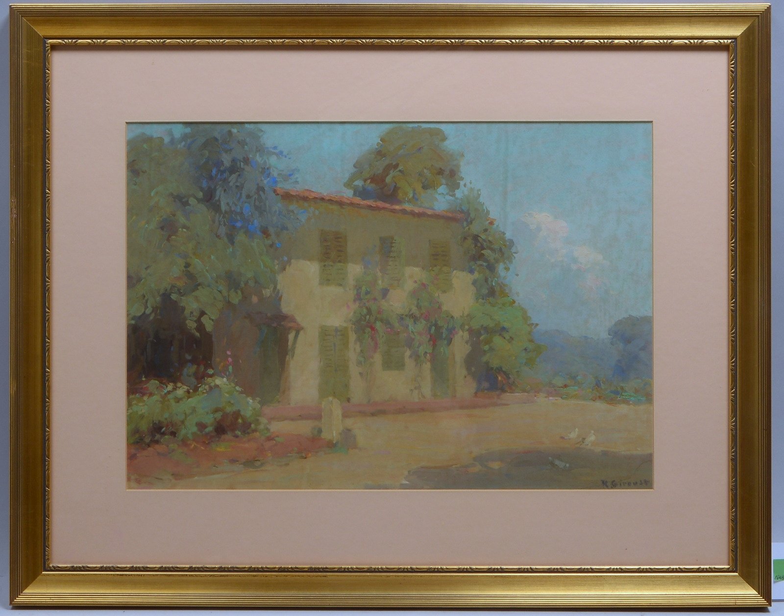 Giroust, R., 'Haus in südfranz. Landschaft', Gouache, unten re. sign., hinter Glas
