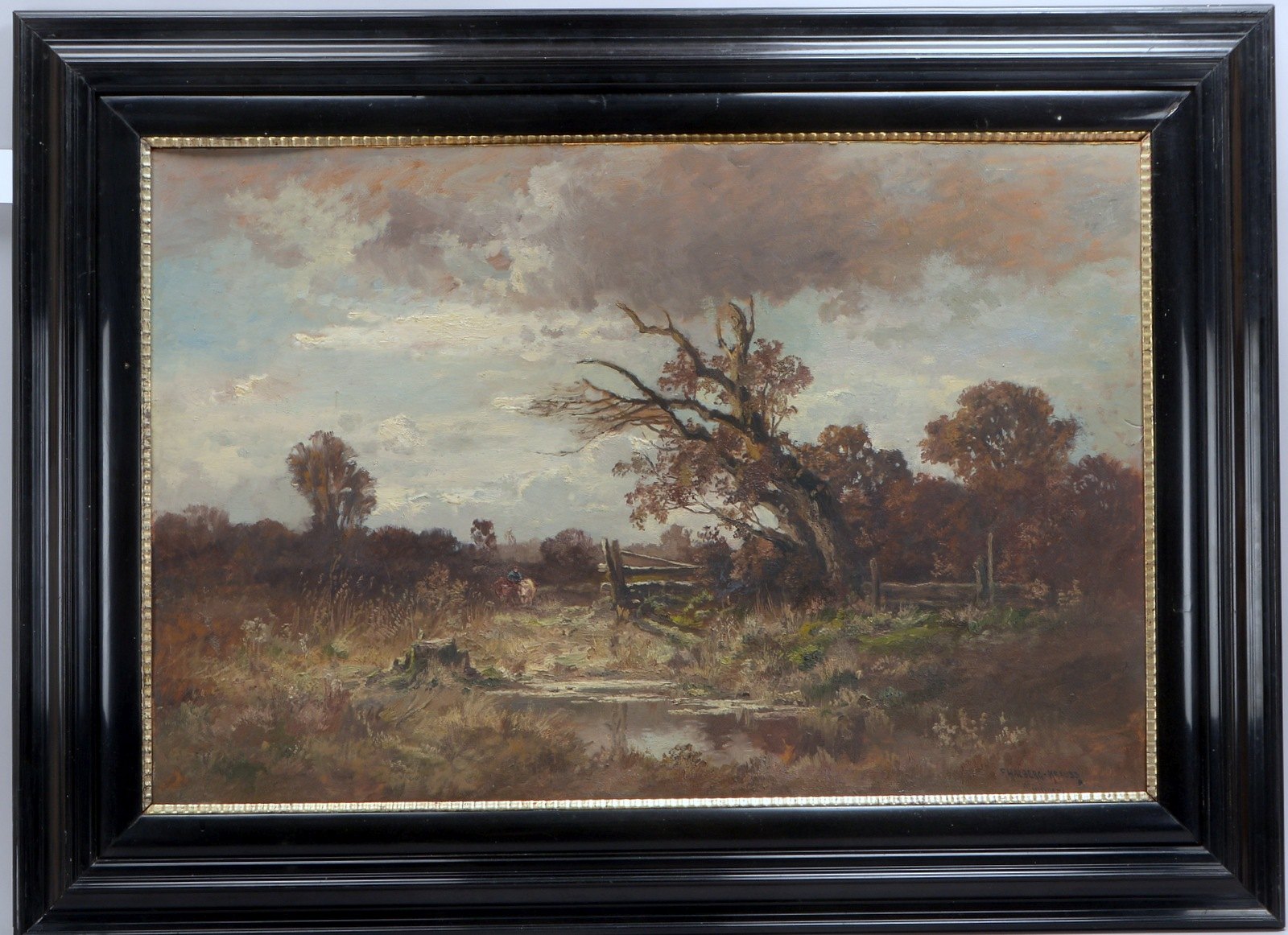 Halberg-Krauss, Fritz, 'Bauer und Kühe am Weiher', Öl auf Platte, sign./ortsbez.