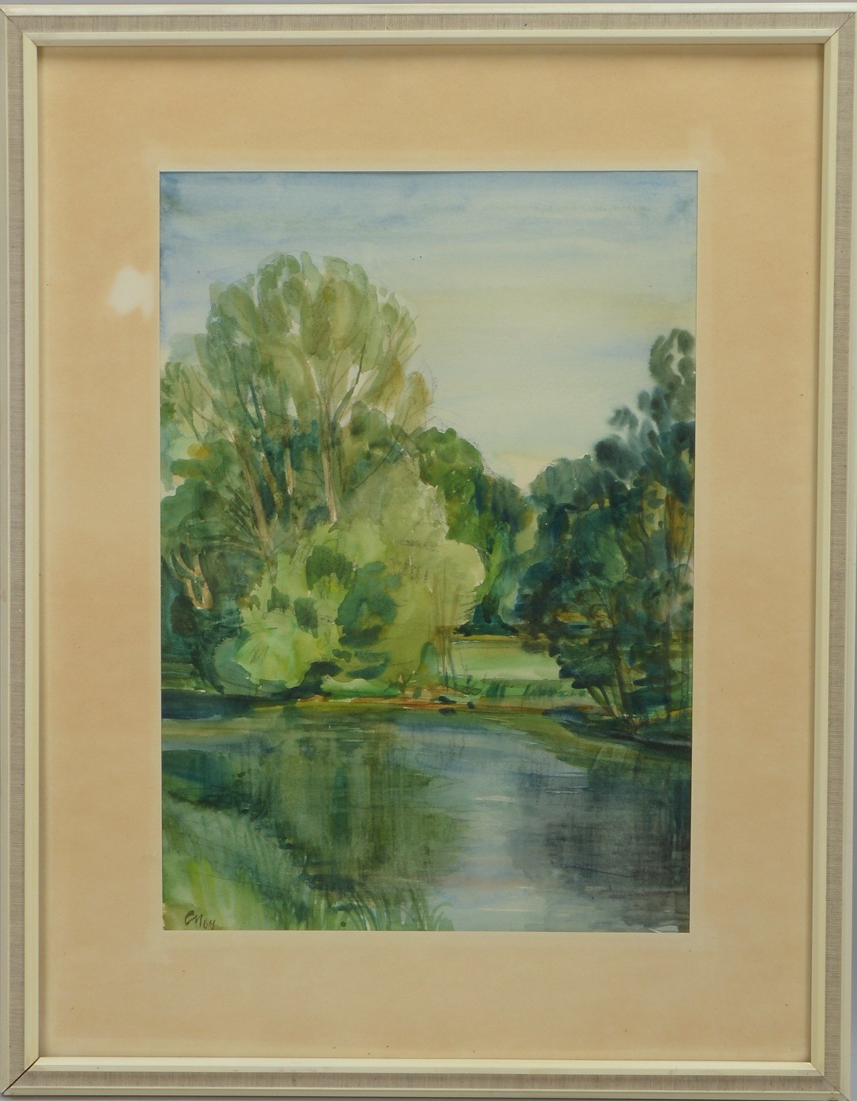 Modersohn, Christian, 'Landschaft - Am See', Aquarell, monogr./datiert, hinter Glas
